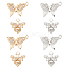 DICOSMETIC 8Pcs 4 Style Brass Micro Pave Clear Cubic Zirconia Pendants KK-DC0001-10-1