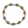 Synthetic Non-magnetic Hematite Beaded Stretch Bracelets for Women Men BJEW-F480-02A-1