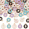 80Pcs Light Gold Plated Alloy Enamel Pendants ENAM-ME0001-09-1