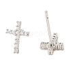 Cross Brass Micro Pave Cubic Zirconia Stud Earrings EJEW-L270-22P-2