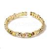 Brass Pave Glass Open Cuff Bangles for Women BJEW-B091-02G-2