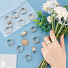 Unicraftale 16Pcs 8 Size Two Tone 201 Stainless Steel Grooved Finger Rings Set for Women RJEW-UN0002-81-4