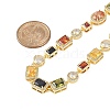 Brass Colorful Cubic Zirconia Cup Chain Oval & Rectangle Necklaces for Women NJEW-M079-05G-5