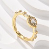 Round Brass Micro Pave Cubic Zirconia Cuff Finger Rings RJEW-C120-02G-1