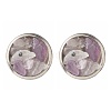 Flat Round with Mixed Gemstone Chip Beads Stud Earrings for Girl Women EJEW-JE04669-8