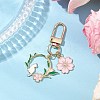 Alloy Enamel Cat Flower Pendant Decorations HJEW-JM02872-1