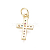 Brass Micro Pave Cubic Zirconia Tiny Cross Charms ZIRC-I032-64G-2