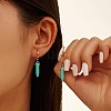 Natural Turquoise Beaded Hoop Earrings EJEW-L294-004G-3