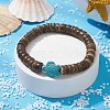 Natural Coconut Disc & Synthetic Turquoise Turtle Beaded Stretch Bracelet BJEW-JB09699-05-2