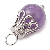 Natural Green Aventurine/Amethyst/Rose Quartz/Lava Rock/Quartz Round Pendants PALLOY-JF03183-02-5