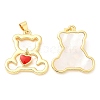 Rack Plating Brass Enamel Pendants with Shell KK-A185-19G-2