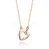 925 Silver Heart Pendant Necklace with Mozambique Diamond for Daily Wear GA2966-5