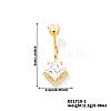 Geometric Brass Clear Cubic Zirconia Rhombus Curved Barbell Belly Button Rings for Women's Gift OY0687-1-2