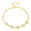 Brass Micro Pave Clear Cubic Zirconia Charm Bracelets for Women BJEW-C083-09G-4