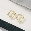 Brass Clear Cubic Zirconia Stud Earrings EJEW-Q014-03G-4