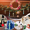 Round Christmas Snowman Print Wood European Beads WOOD-PH0003-25-6