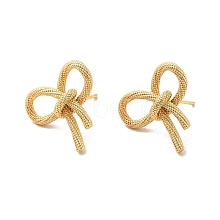 Rack Plating Brass Bowknot Stud Earrings for Women EJEW-F308-02G