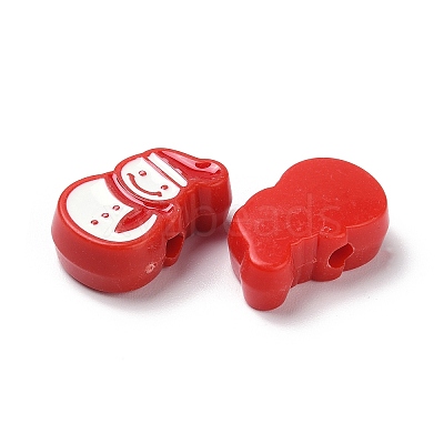 Christmas Decorations Theme Opaque Acrylic Bead with Enamel OACR-Z021-01C-1