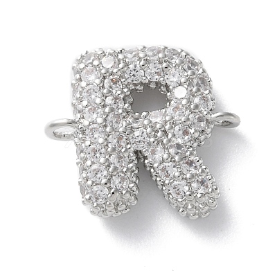 Brass Micro Pave Cubic Zirconia Letter Links KK-I717-04R-P-1