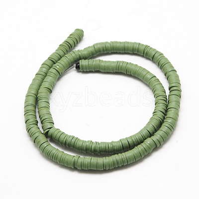 Flat Round Handmade Polymer Clay Beads CLAY-R067-6.0mm-43-1