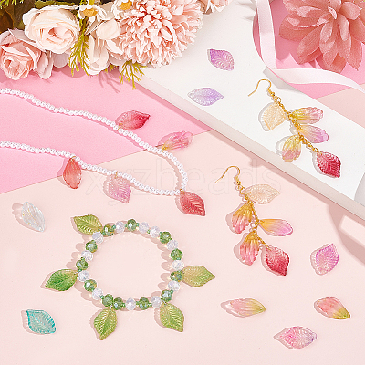140Pcs 14 Color Autumn Theme Two Tone Spray Painted Glass Pendants GLAA-GA0001-84-1