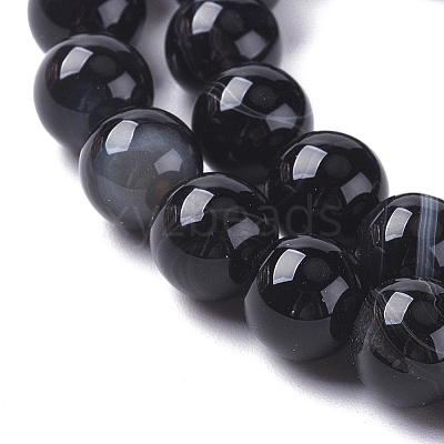 Natural Black Agate Beads Strands G-G582-6mm-60-1