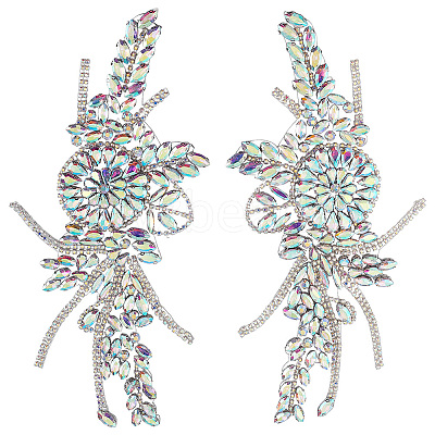 Flower Resin Rhinestone Decorative Corsages for Clothing Accessories PATC-WH0021-064E-1