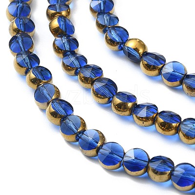 Half Plated Electroplate Transparent Glass Beads Strands EGLA-E060-02A-HP08-1