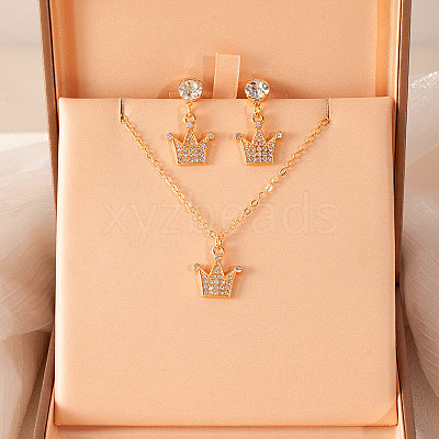 Alloy Rhinestone Pendant Necklaces & Dangle Earrings Sets for Women FS-WGD52C4-11-1