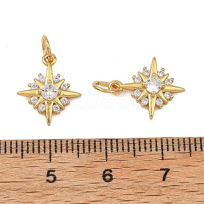 Brass Micro Pave Clear Cubic Zirconia Charms KK-F941-40A-G-1