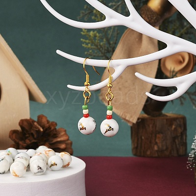 80Pcs 8 Colors Christmas Opaque Glass Beads EGLA-YW0001-04-1