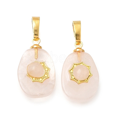 Natural Rose Quartz Pendants G-T151-03F-1