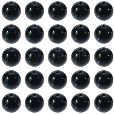 2 Strands Round Natural Black Onyx(Dyed & Heated) Beads Strands G-SP0001-24-1