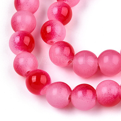Baking Paint Imitation Jade Glass Round Bead Strands X1-DGLA-N003-6mm-06-1