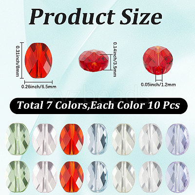 70Pcs 7 Colors Glass Imitation Austrian Crystal Beads GLAA-SC0003-24-1