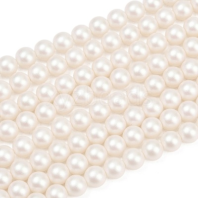 Frosted Glass Pearl Beads Strands GLAA-A044-08A-01-1