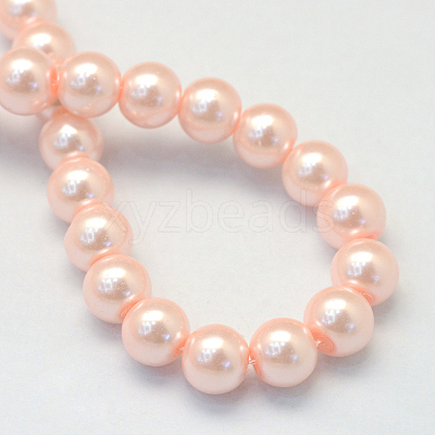 Baking Paint Pearlized Glass Pearl Round Bead Strands X-HY-Q330-8mm-05-1