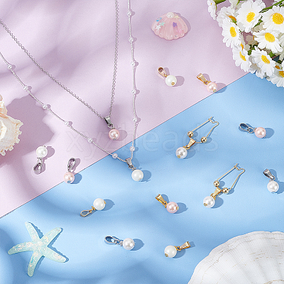 32Pcs Shell Pearl Pendants PALLOY-PH01823-1