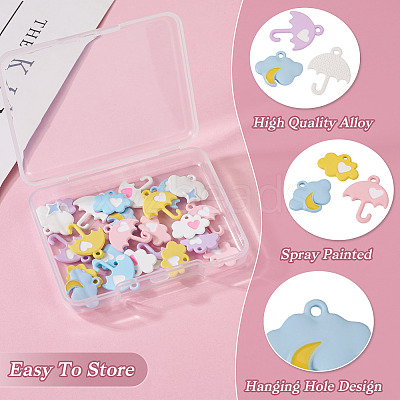 24Pcs 12 Style Spray Painted Alloy Pendants FIND-TA0002-55-1