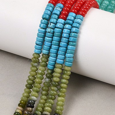 Glass & Natural Chinese Southern Jade & Amethyst & Rhodonite & Indian Agate & Synthetic Turquoise Beads Strands G-Z135-C05-2x4mm-1