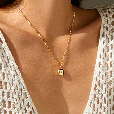 Brass Micro Pave Clear Cubic Zirconia Geometric Pendant Cable Chain Necklaces for Women WG4F4F3-03-1