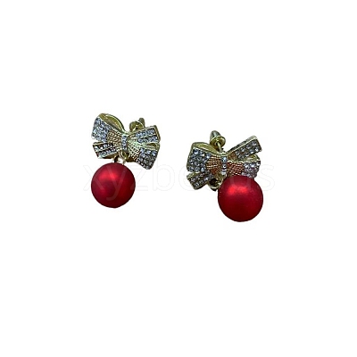 Alloy Crystal Rhinestone Bowknot Dangle Stud Earrings FS-WG0E442-01-1