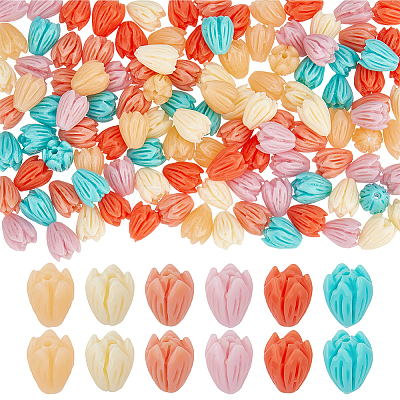 120Pcs 6 Colors Dyed Synthetic Coral Beads CORA-PH0001-01-1