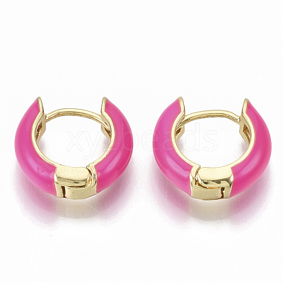 Brass Huggie Hoop Earrings EJEW-S209-01D-1