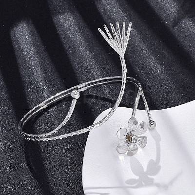 Flower Alloy Arm Cuff Bangles for Girl Women LS-AJEW-A063-01G-P-1