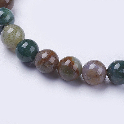 Natural Indian Agate Beaded Stretch Bracelets BJEW-I253-8mm-11-1