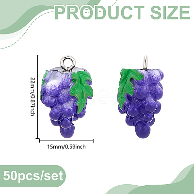 50Pcs Autumn Theme Grape Resin Pendants RESI-GA0001-45-1