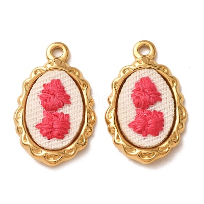 304 Stainless Steel & Cloth Embroidered Pendants FB-CBAFBAF-10G-01-1