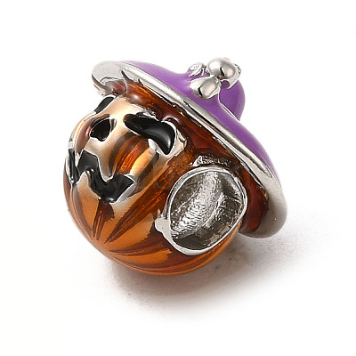 Halloween Brass Enamel European Beads X1-KK-A203-04B-P-1