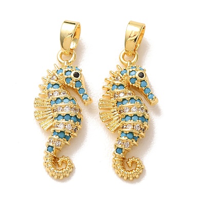 Brass Micro Pave Deep Sky Blue Cubic Zirconia Pendants X-CU-CBA9AB3-39G-1